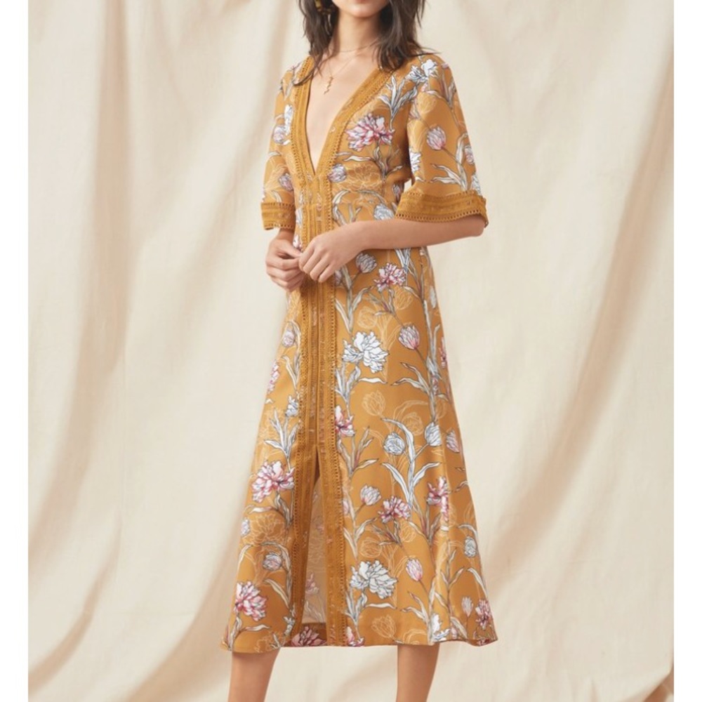 Marigold Floral Midi Dress